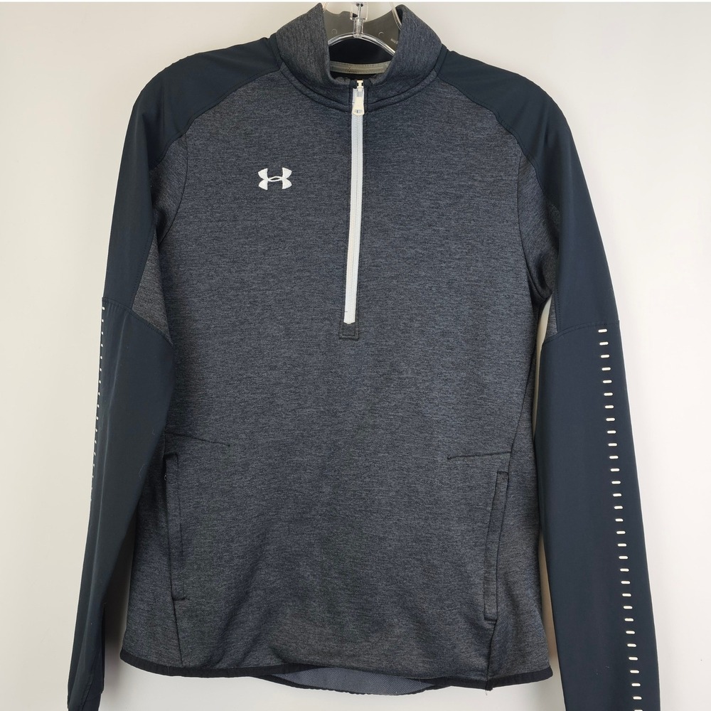 Under Armour Cold Gear 1/4 Zip Pullover Womens S‎ Jacket Black Gray Athleisure